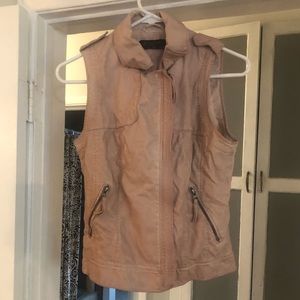 ZARA Pink Leather Moto Vest